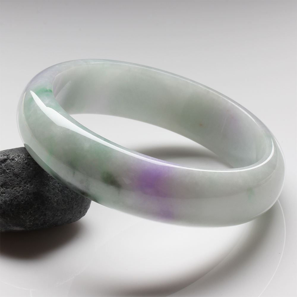 【雅紅珠寶】天然春帶彩冰糯種翡翠玉鐲-寬版-#19-春意盎然-B0044