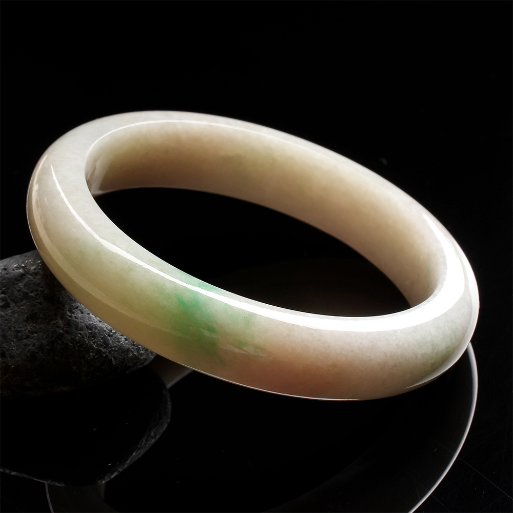 【雅紅珠寶】天然春帶彩冰糯種翡翠玉鐲-#19-月貌花龐-B0022