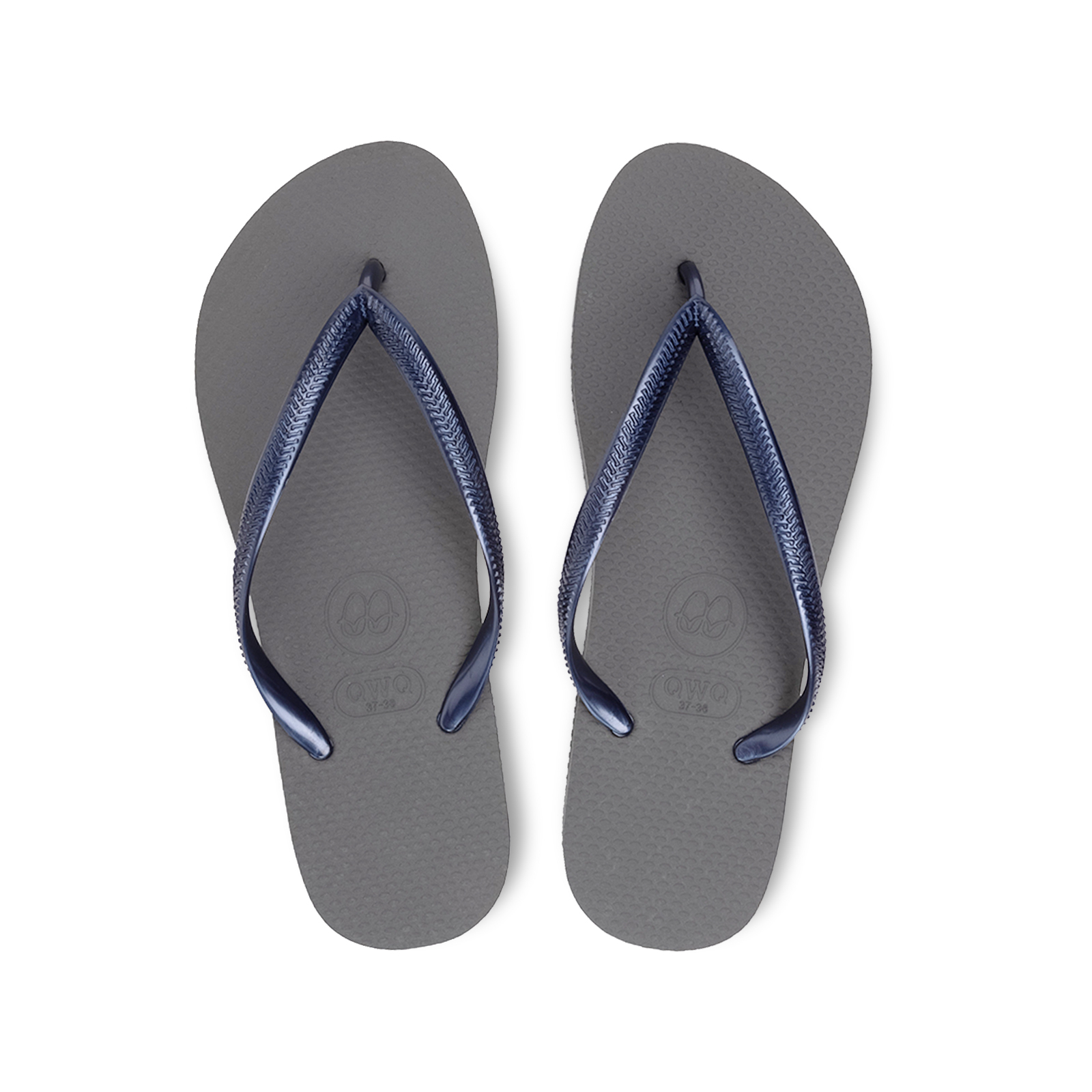 Slim跳色系列 【銀河灰】藍鞋帶 女款平底人字夾腳拖