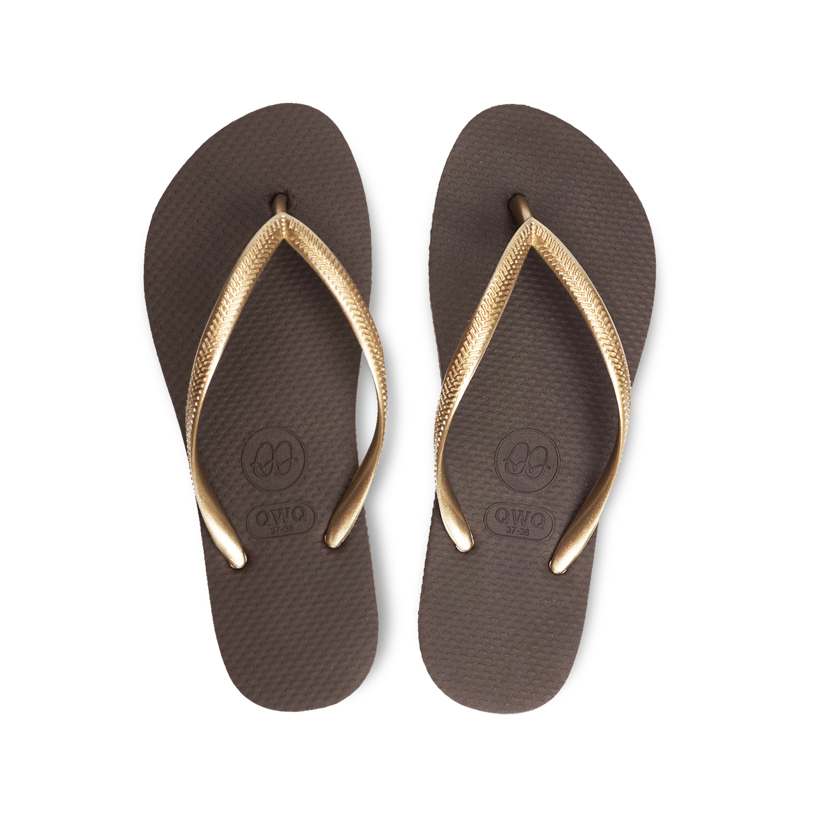 Slim跳色系列 【焦糖棕】沙金帶 平底人字夾腳拖