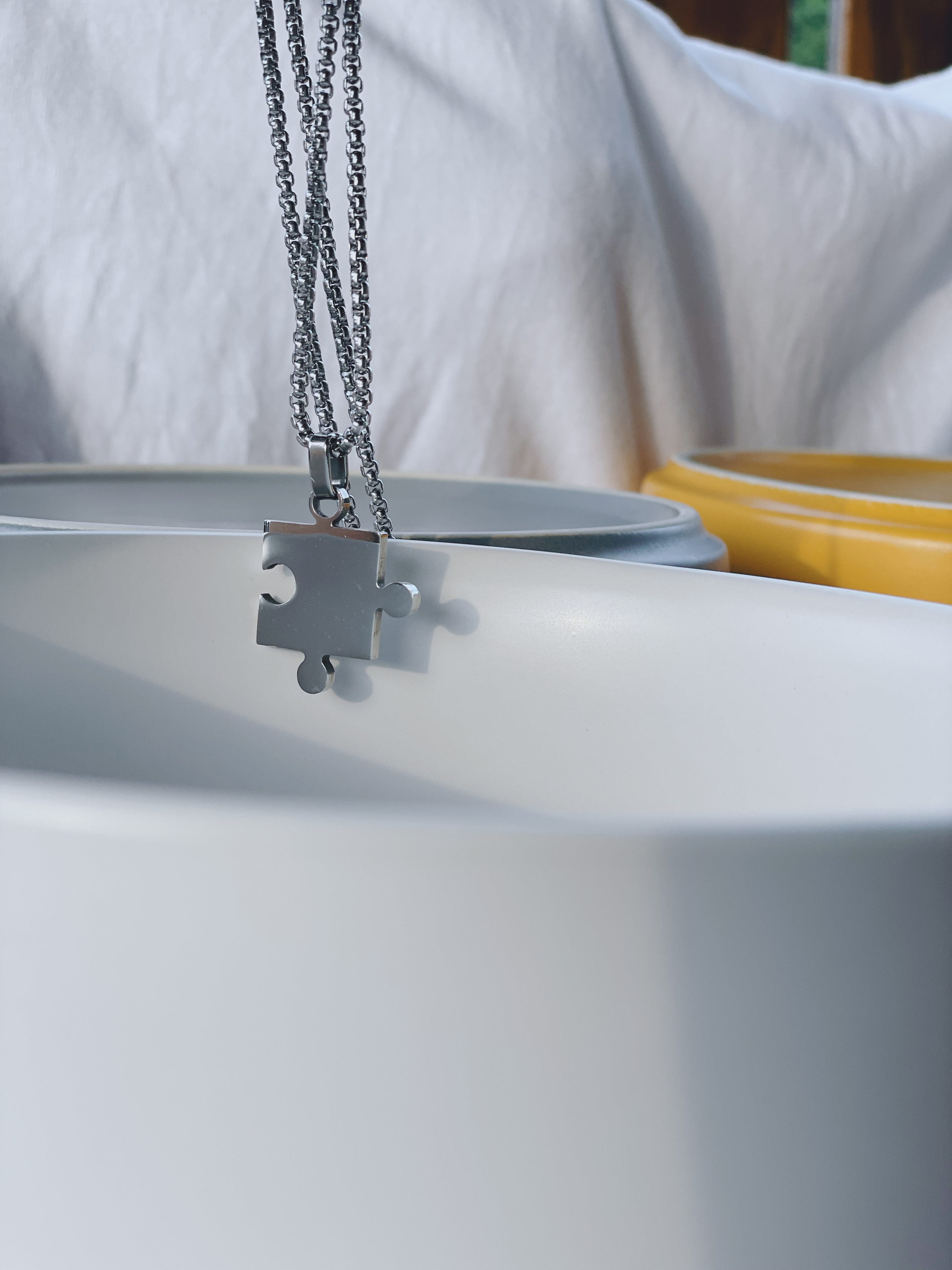 #現貨 (ACCN557) 鋼項鍊 拼圖對鍊