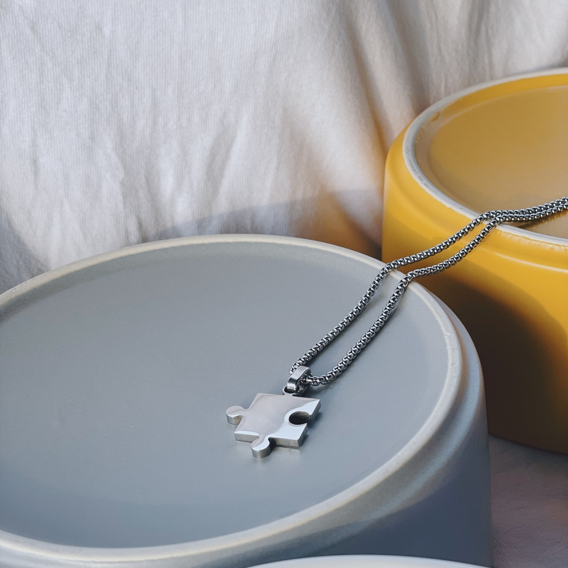 #現貨 (ACCN557) 鋼項鍊 拼圖對鍊