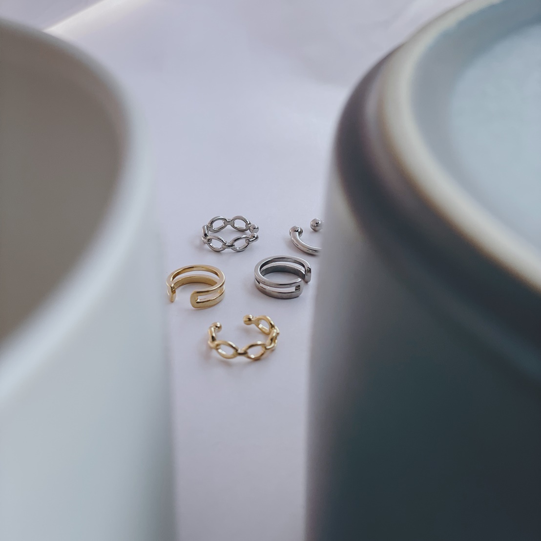 #現貨 (ACCE514) 高級感鍊條耳骨夾組