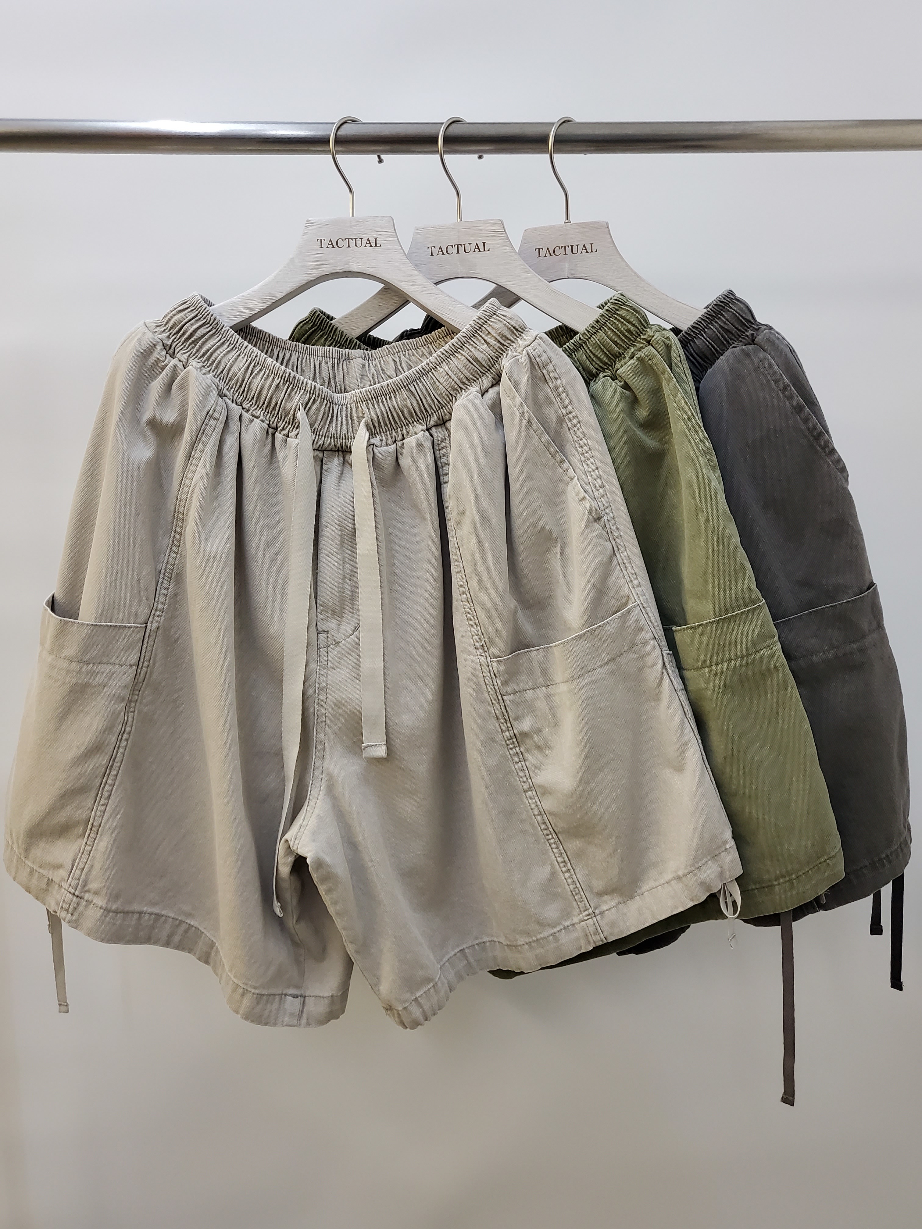 闊身工裝索帶短褲 P1133