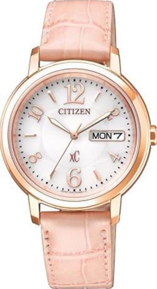 萬年鐘錶 - Citizen 星辰錶  XC   玫瑰金光動能粉色皮革女錶   EW2422-04A  錶徑32.5MM