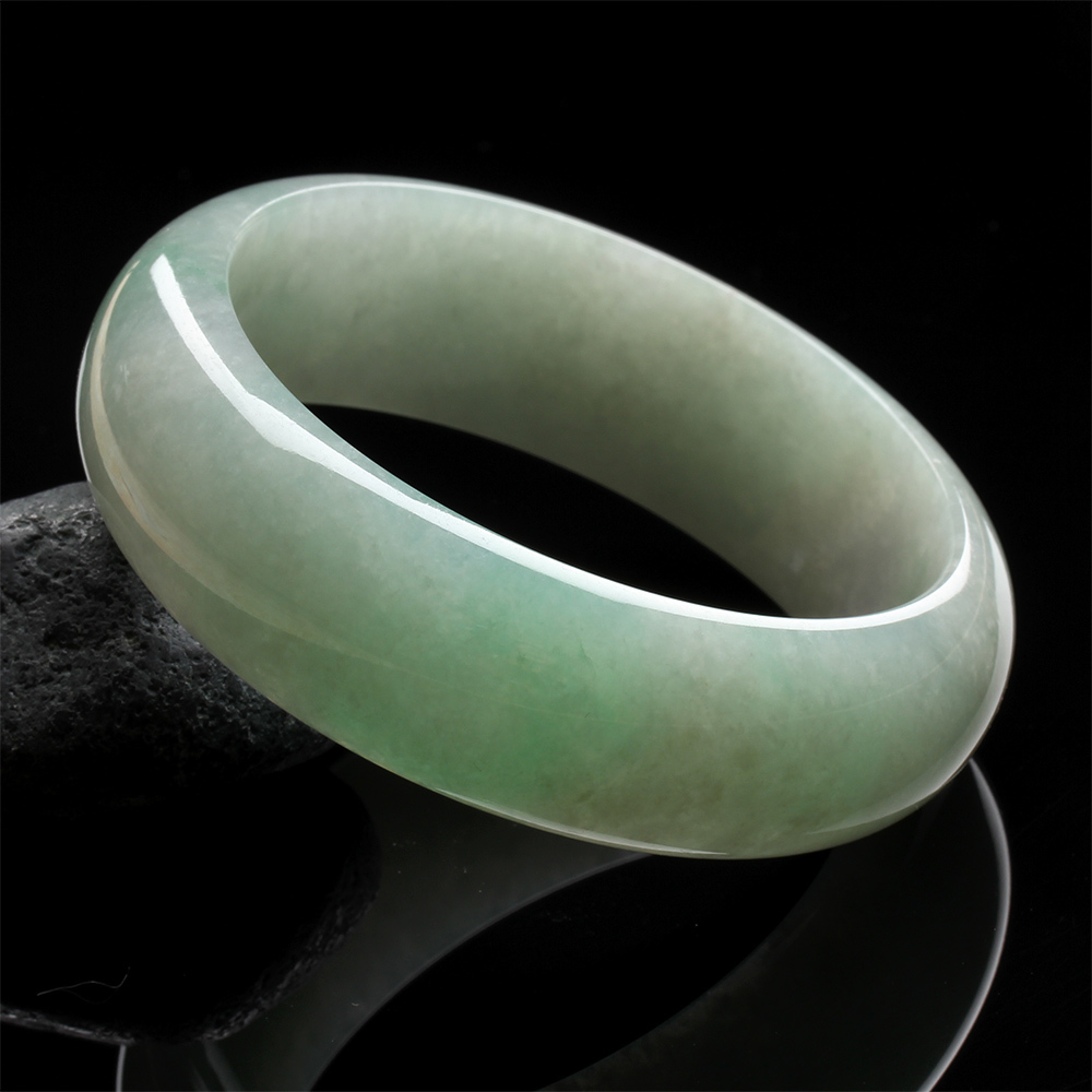 【雅紅珠寶】天然冰糯種綠翡翠手鐲-寬版-#16.5-垂柳依依-B0163