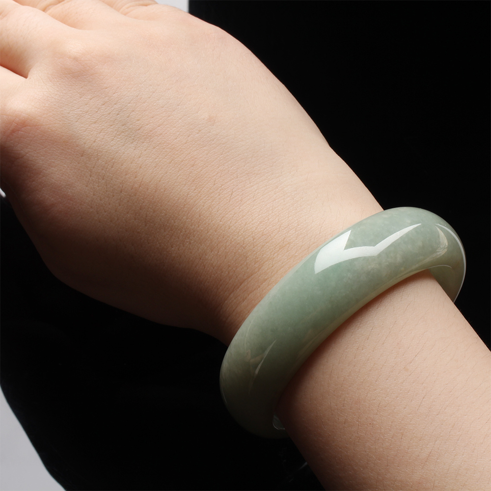 【雅紅珠寶】天然黃翡綠翠冰糯種翡翠玉鐲-寬版#19-湖光山色-B0137