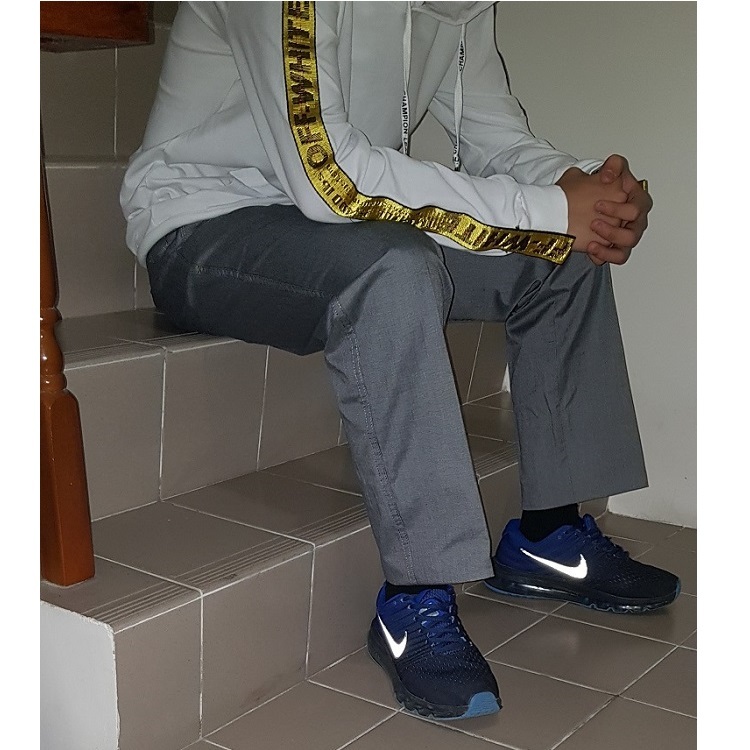 棉質(大直筒)  立體細格紋 中高腰直筒休閒褲 28~43吋 免費修改褲長