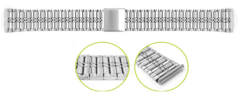 萬年鐘錶 - 輕薄平頭空心不鏽鋼傳統樣式錶帶 T01 傳統摺疊推扣式  10 、12、14、16、18、20