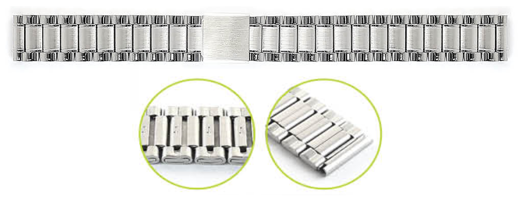 平頭空心不鏽鋼傳統樣式錶帶 T02 錶扣傳統摺疊推扣式  10 、12、14、16、18、20