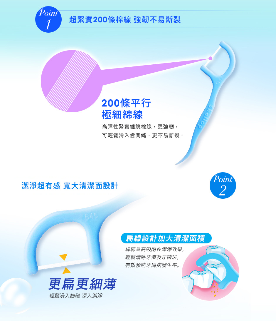 刷樂 - 扁線牙線棒1000支入/袋