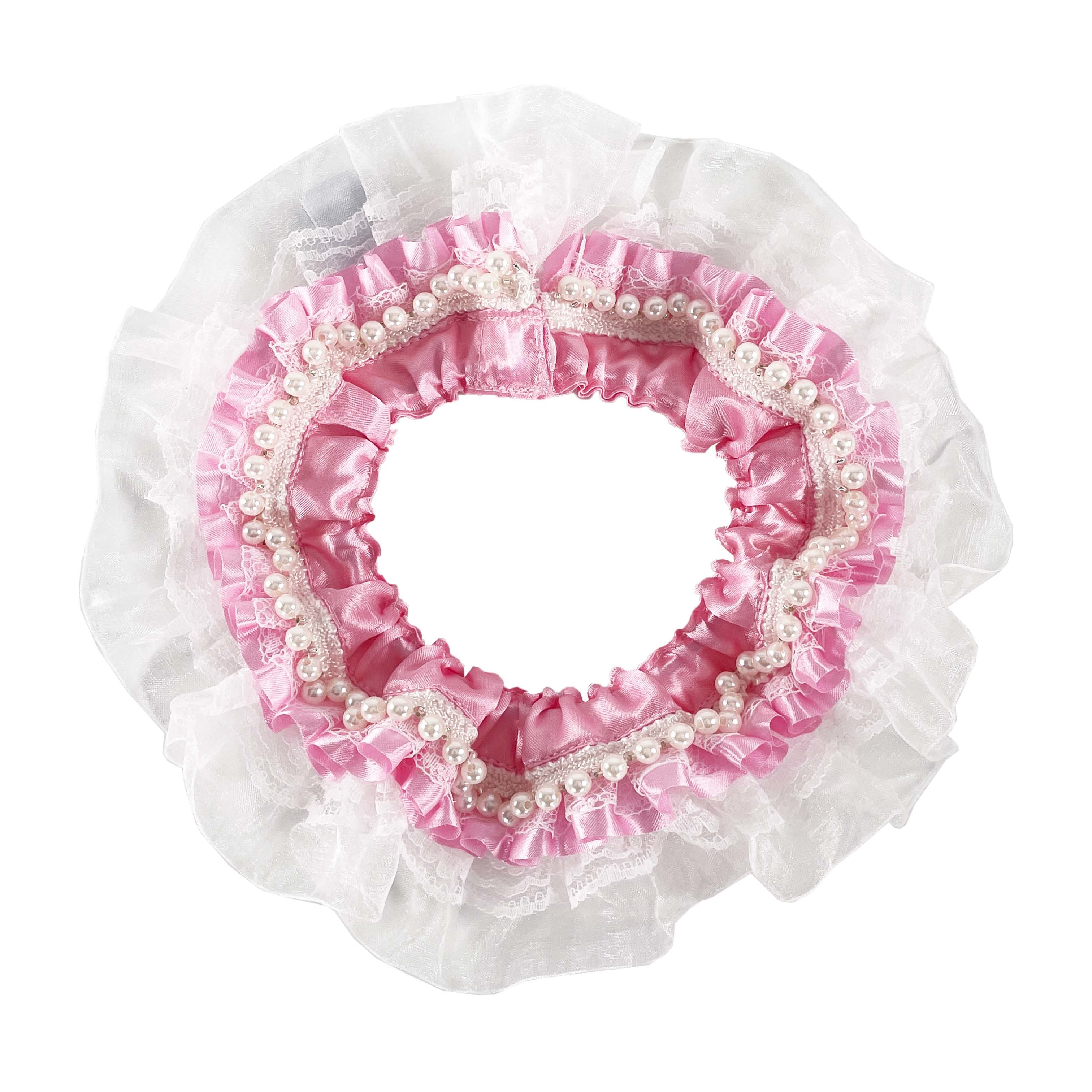 *Wholesale Only* Pearl with Pink Lace Collar