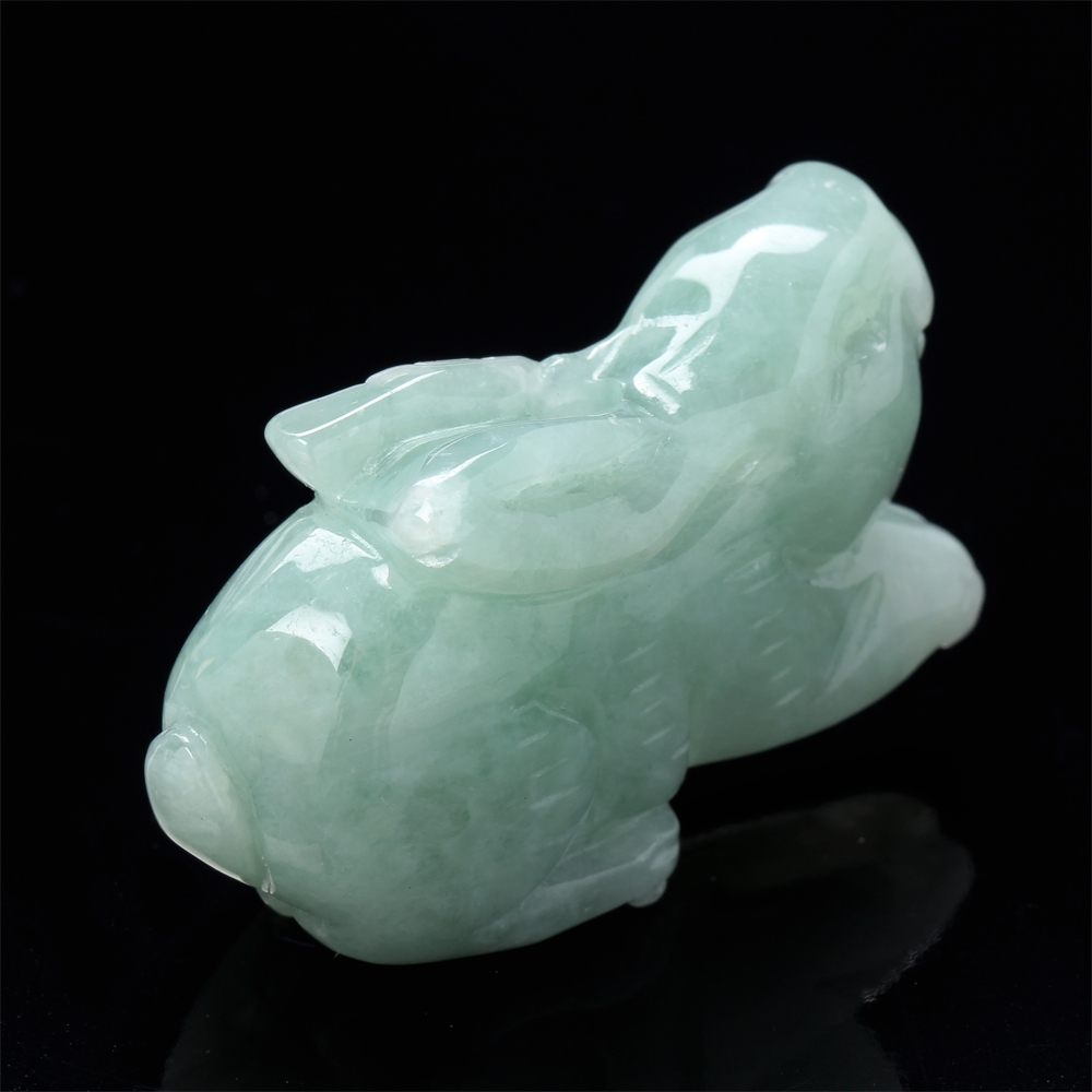 【雅紅珠寶】天然綠翡翠玉項鍊玉墜子-十二生肖-兔-招財玉兔-A0011