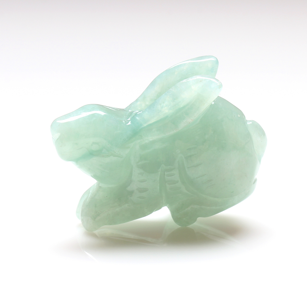 【雅紅珠寶】天然綠翡翠玉項鍊玉墜子-十二生肖-兔-招財玉兔-A0011