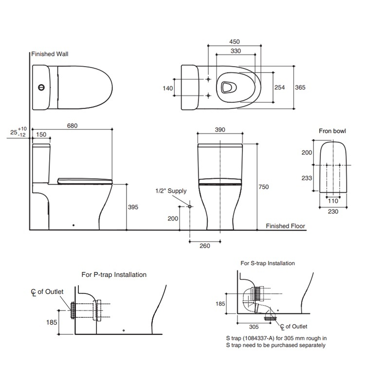 Kohler "Reach Up" K-22492H-0 Close-Coupled Dual Flush 3/6L Washdown Toilet with Rimless Flushing Technology w/ Slim Slow Closing Seat Cover - With GA Approval & Wels