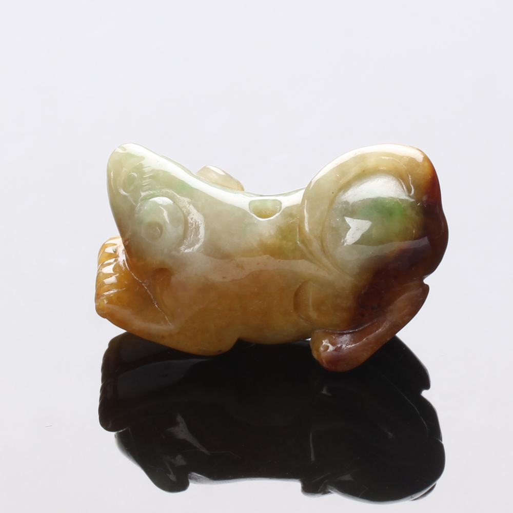 【雅紅珠寶】天然三彩翡翠玉項鍊-十二生肖-鼠-福祿壽-鼠你有錢-A0020