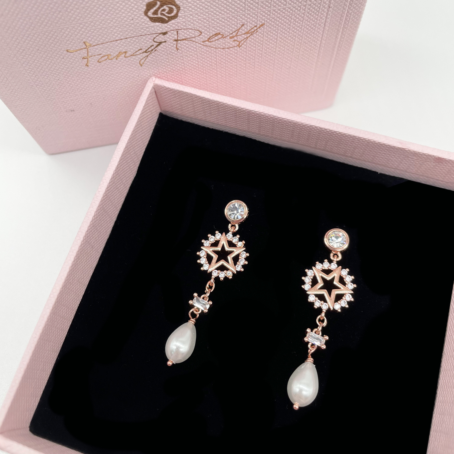 925 Sterling Silver Starry Earrings (Rose Gold)