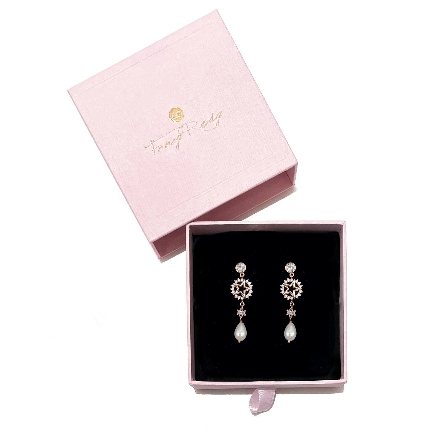 925 Sterling Silver Starry Earrings (Rose Gold)
