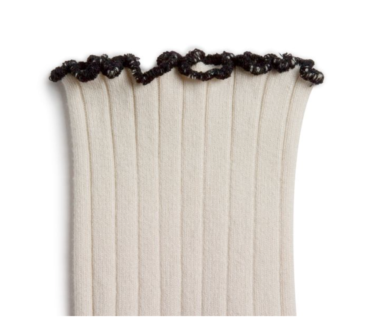 COLLÉGIEN - Delphine Lettuce Trim Ribbed Socks（Doux Agneaux）