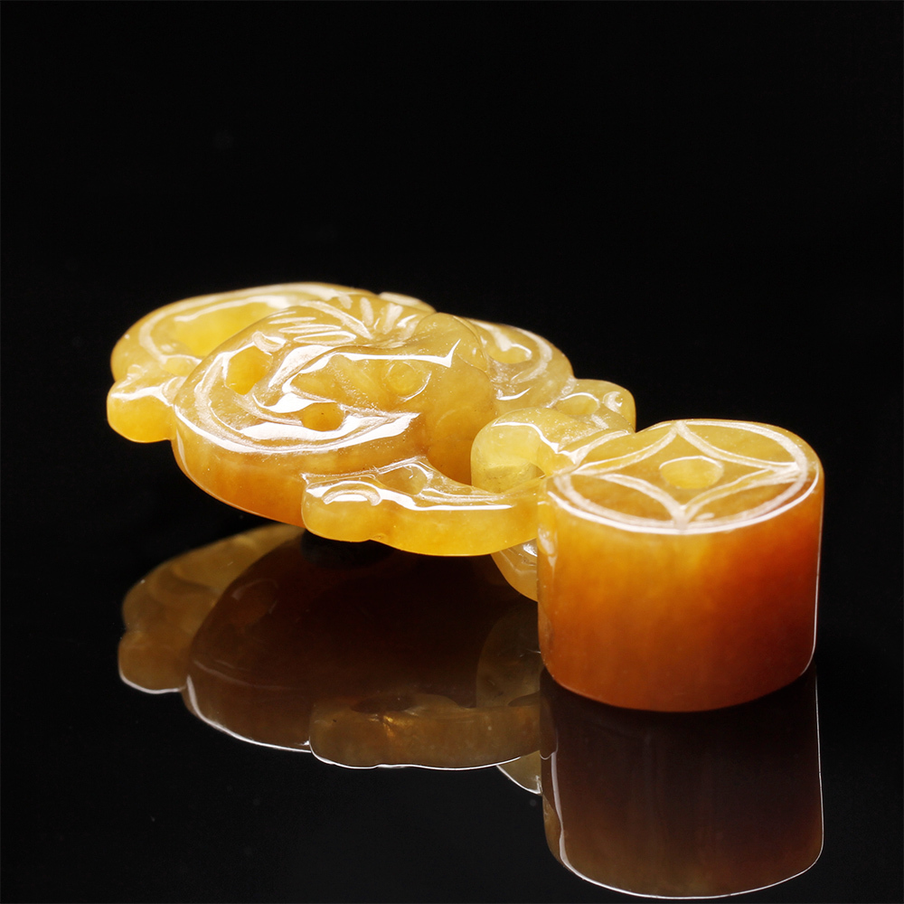 【雅紅珠寶】天然黃翡翠玉墜子-福在眼前-N0075