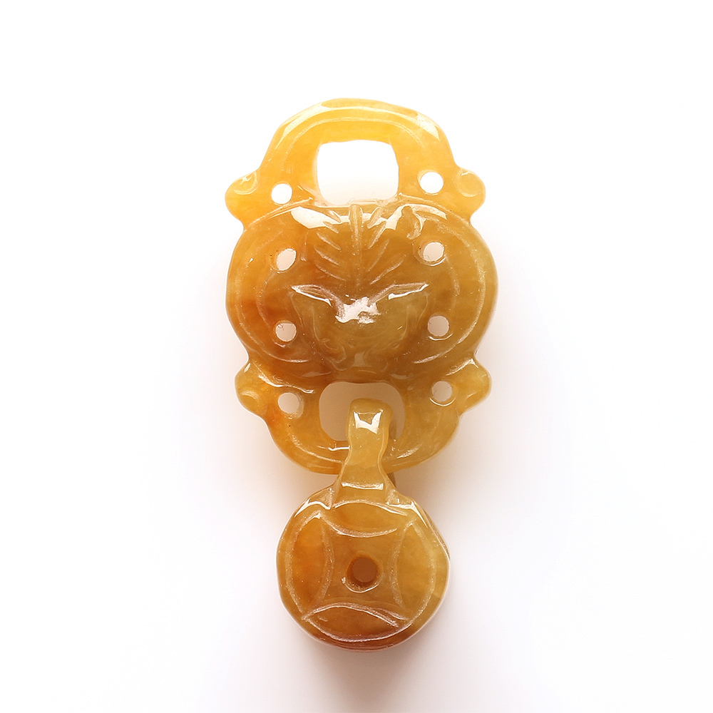 【雅紅珠寶】天然黃翡翠玉墜子-福在眼前-N0075