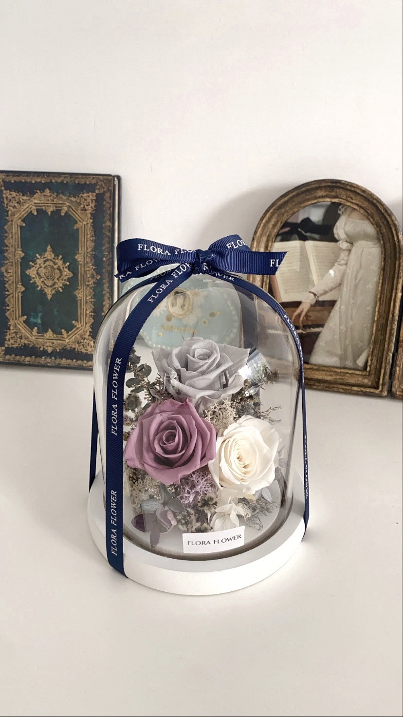 永生花夜燈-灰藍紫