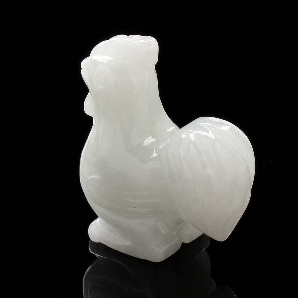 【雅紅珠寶】天然白翡翠玉項鍊-十二生肖-雞-鶴立雞群-A0053