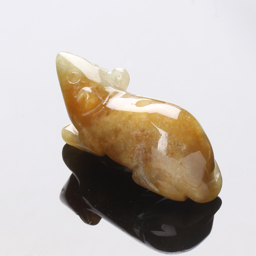 【雅紅珠寶】天然黃翡翠項鍊玉墜子-十二生肖-鼠-鼠你有錢-A0052