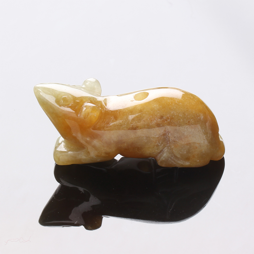【雅紅珠寶】天然黃翡翠項鍊玉墜子-十二生肖-鼠-鼠你有錢-A0052