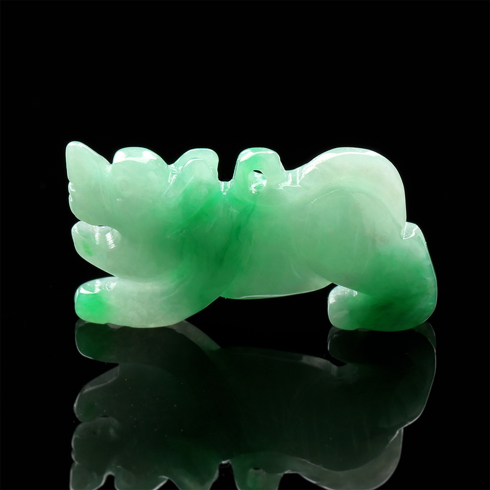 【雅紅珠寶】天然全滿綠翠玉項鍊-十二生肖-龍-龍飛鳳舞-A0041