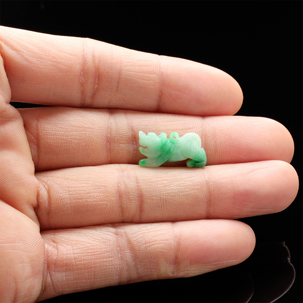 【雅紅珠寶】天然全滿綠翠玉項鍊-十二生肖-龍-龍飛鳳舞-A0041