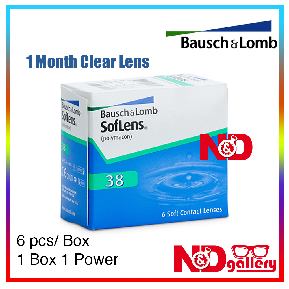 Bausch&Lomb Soflens 38 1 Month Clear Contact lens 6pcs/Box (-1.00 to -9.00)