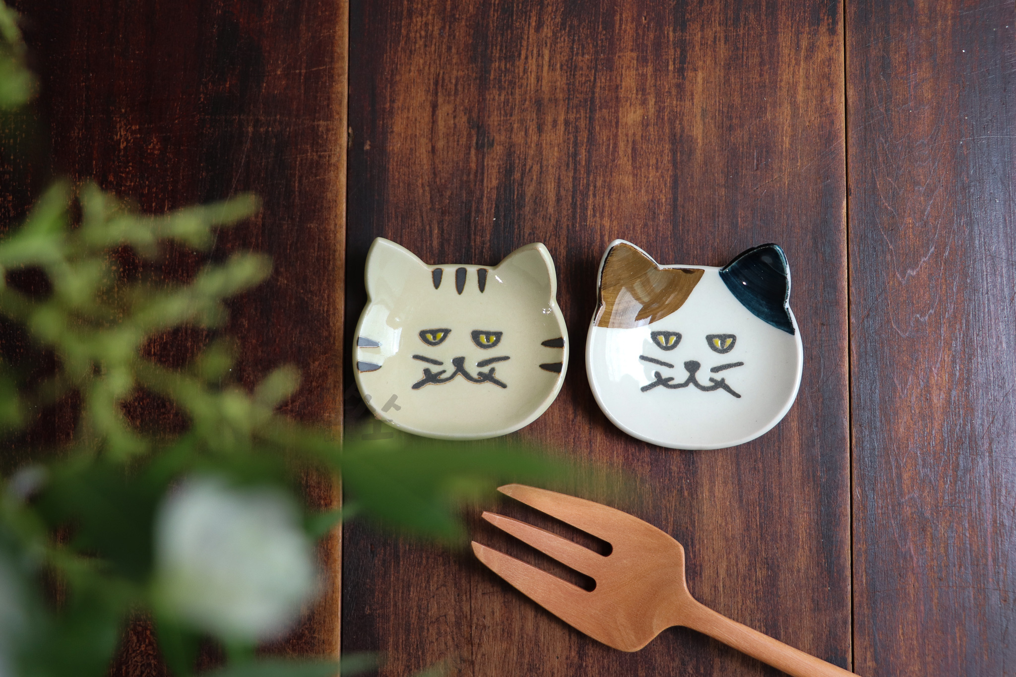 手作 美濃燒 貓咪造型 餐具架 豆皿