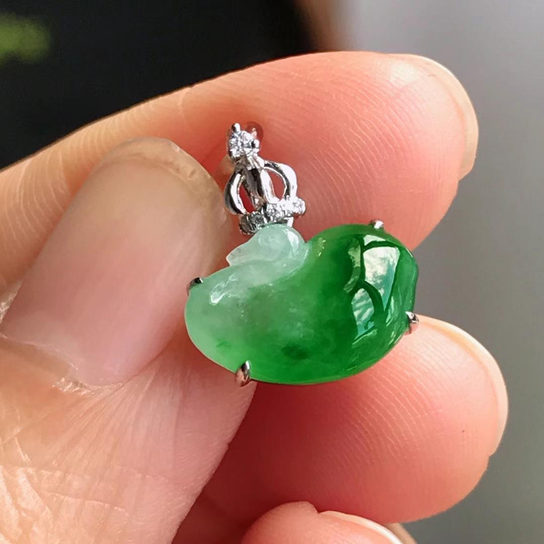 冰辣陽綠天鵝吊墜, 天然翡翠A玉, 緬甸玉, Jade, Jadeite