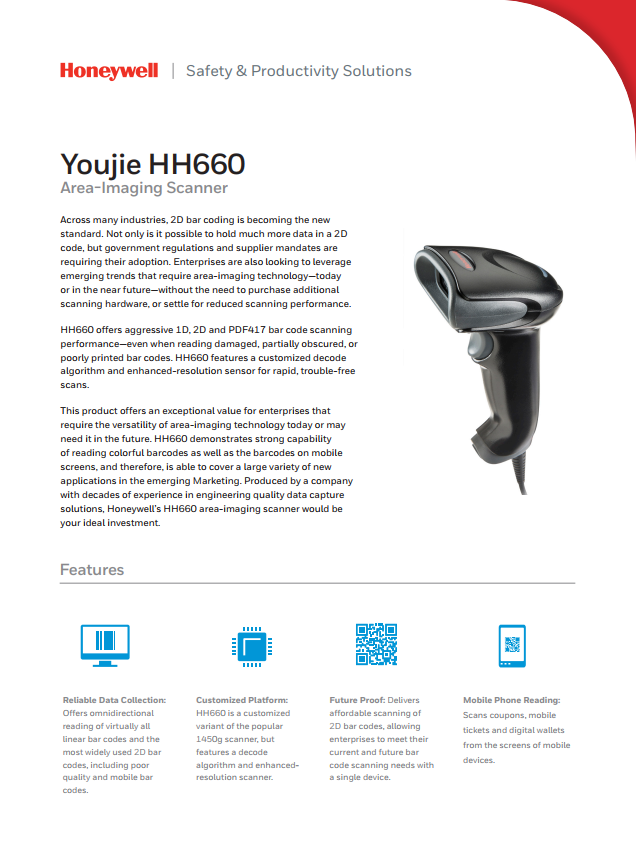 Honeywell Youjie HH660 條碼掃瞄器