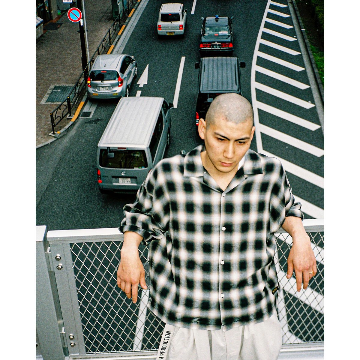 TIGHTBOOTH】 OMBRE ROLL UP SHIRT オンブレ-