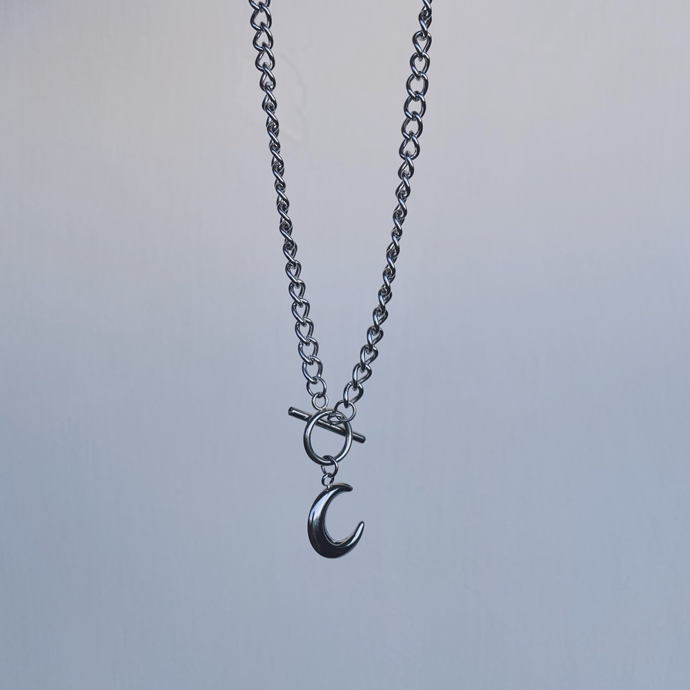 #現貨 (ACCN558) 鋼項鍊 月亮粗鍊OT扣