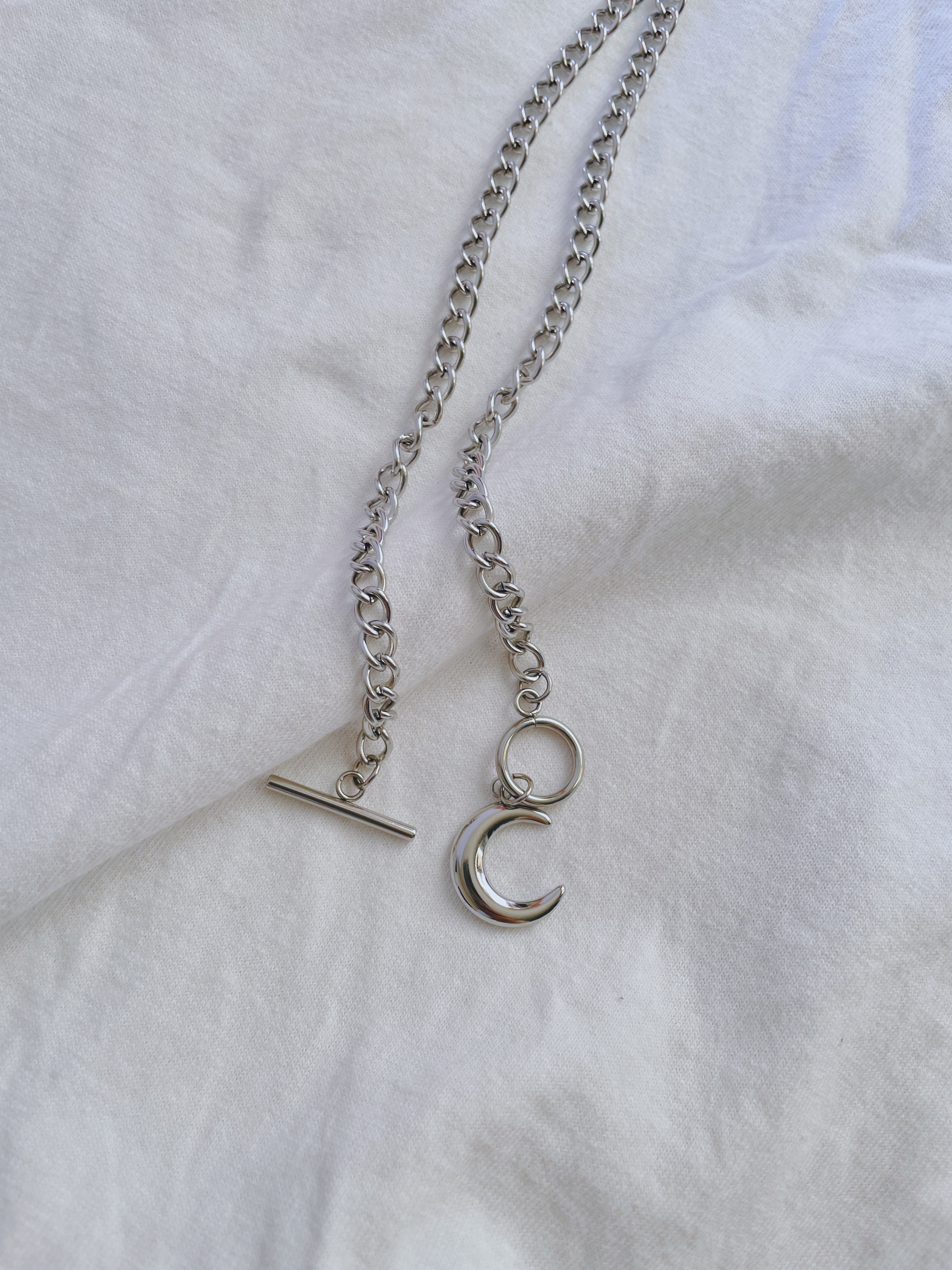 #現貨 (ACCN558) 鋼項鍊 月亮粗鍊OT扣