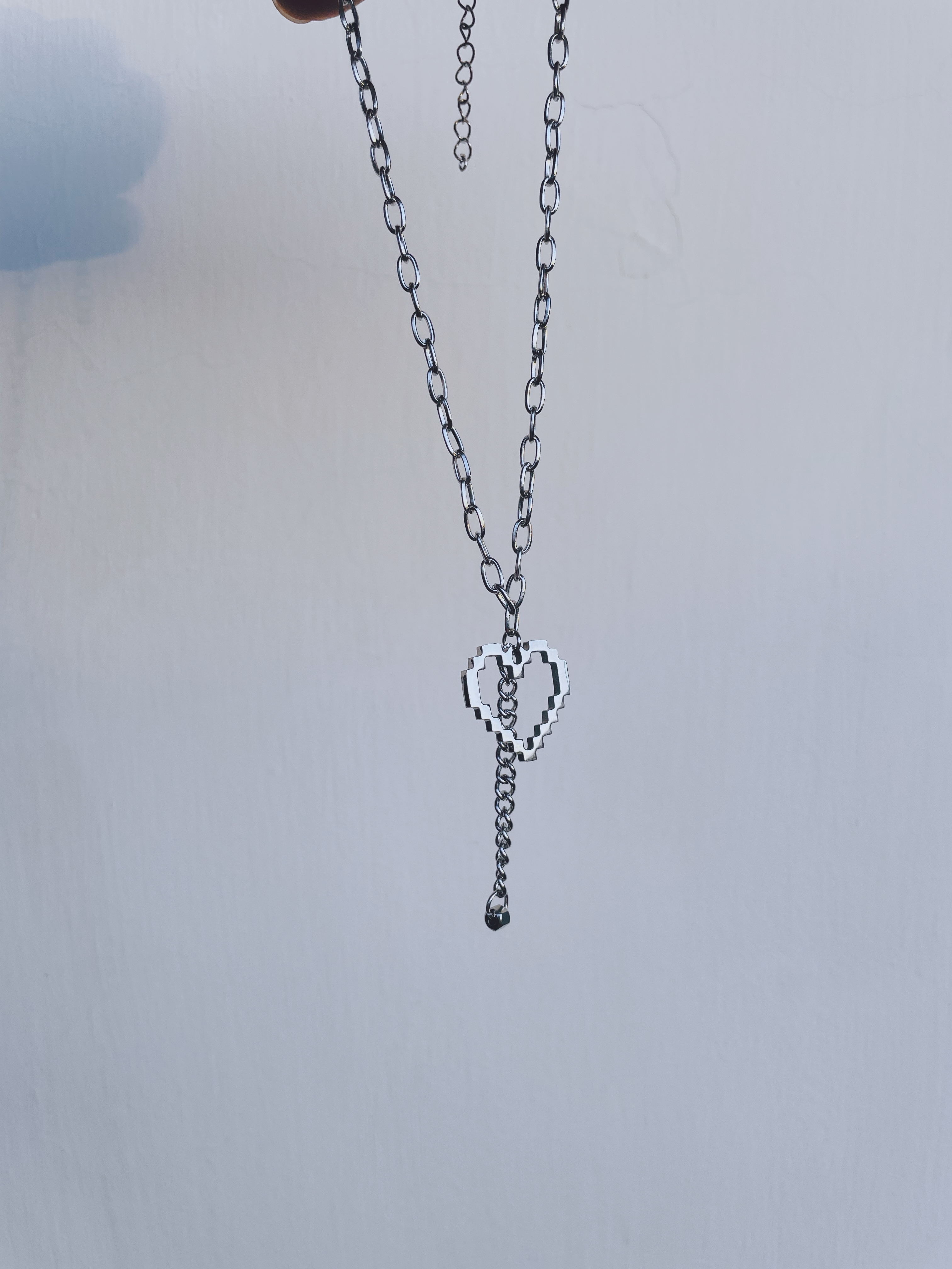 #現貨 (ACCN559) 鋼項鍊 像素愛心