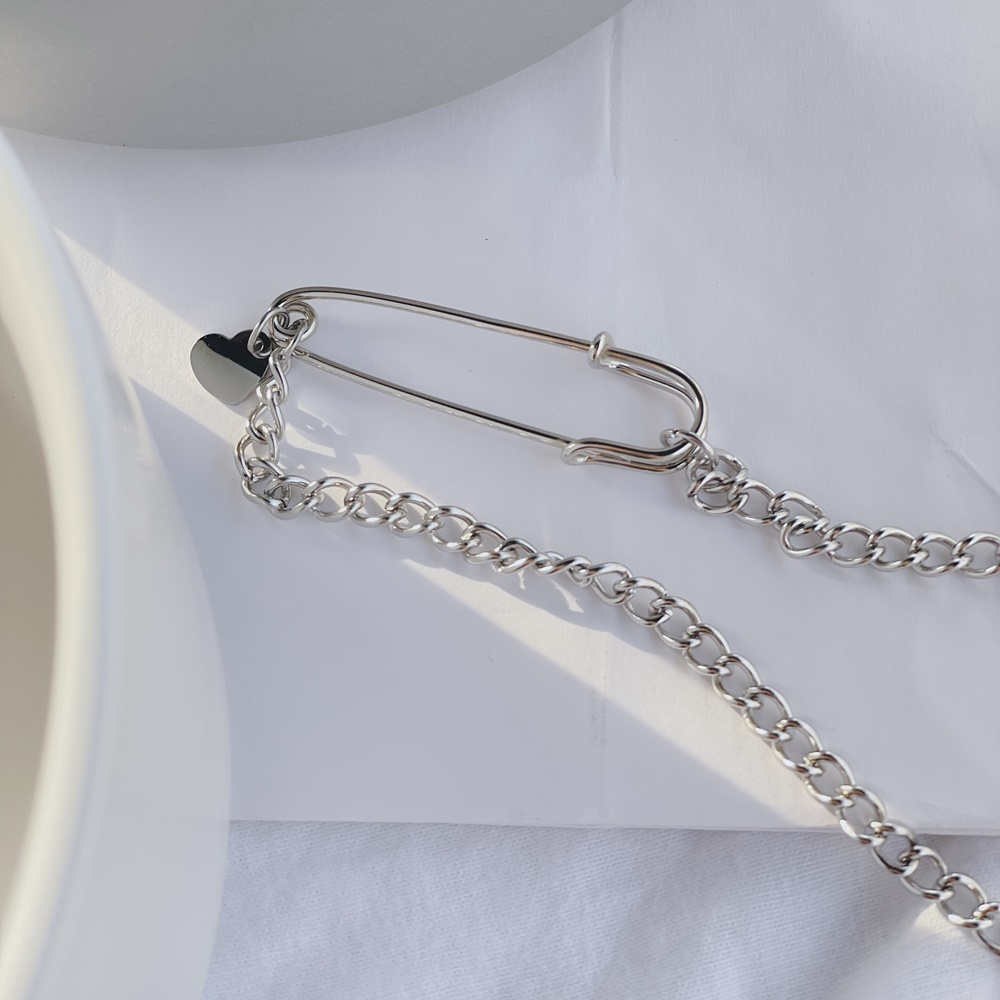 #現貨 (ACCN560) 鋼項鍊 別針愛心鍊條