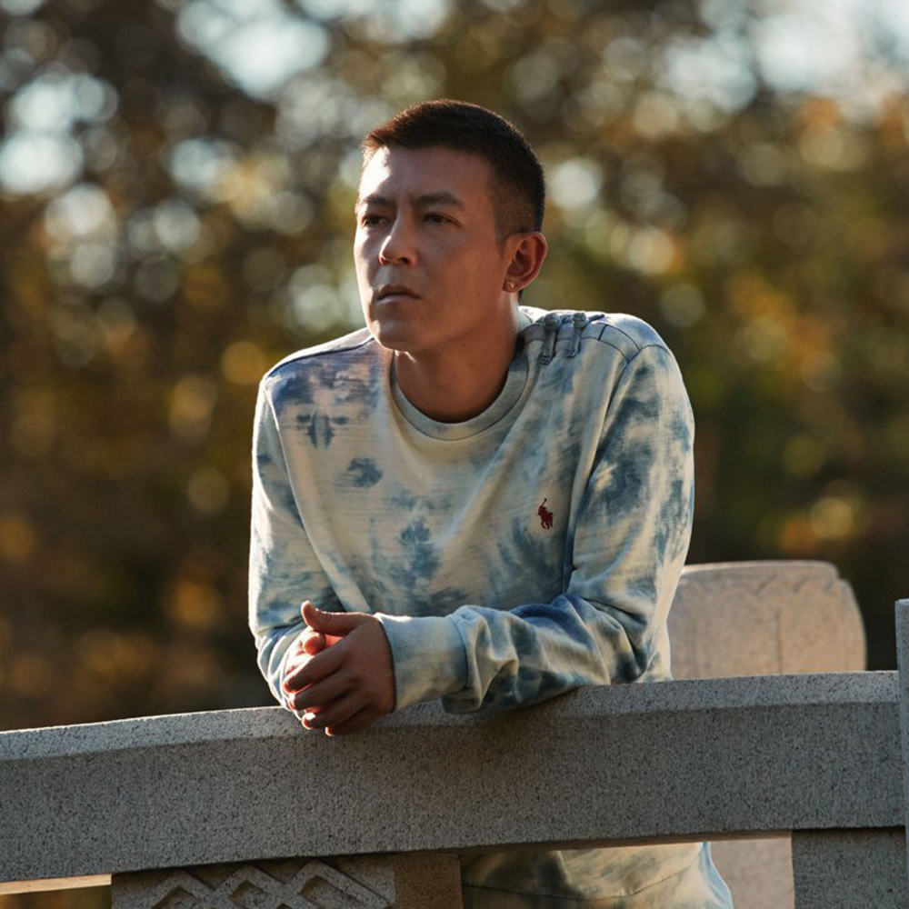 全新M號 CLOT x Polo by Ralph Lauren Indigo Sweatshirt 米白藍 紮染圓領衫 大學T 內刷毛 聯名款 陳冠希