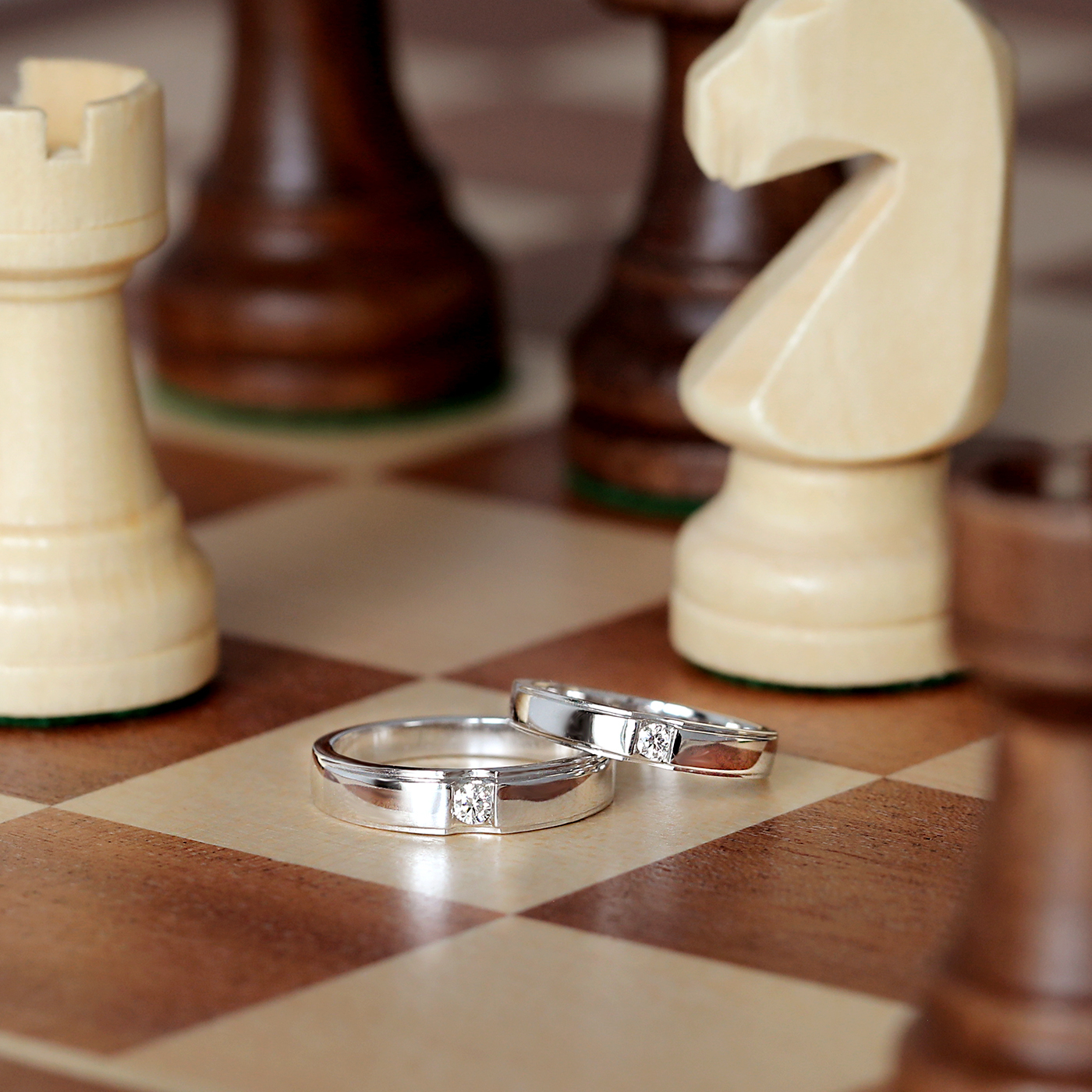 簡單愛 — 鑽石對戒(亮面)