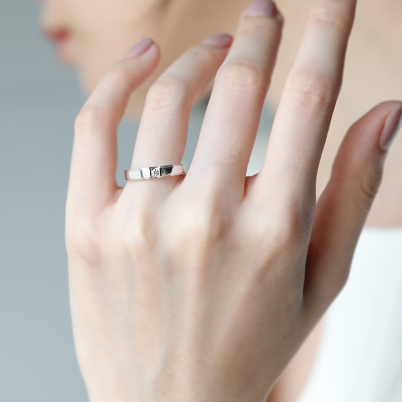 簡單愛 — 鑽石對戒(亮面)