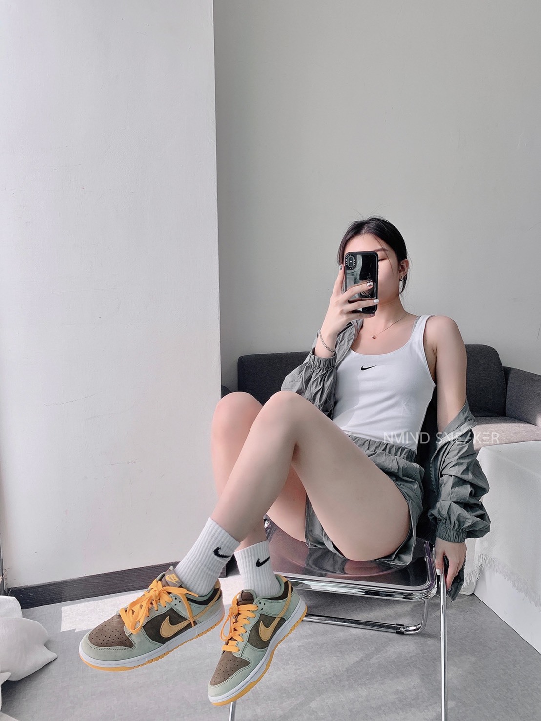 dusty olive dunks outfit