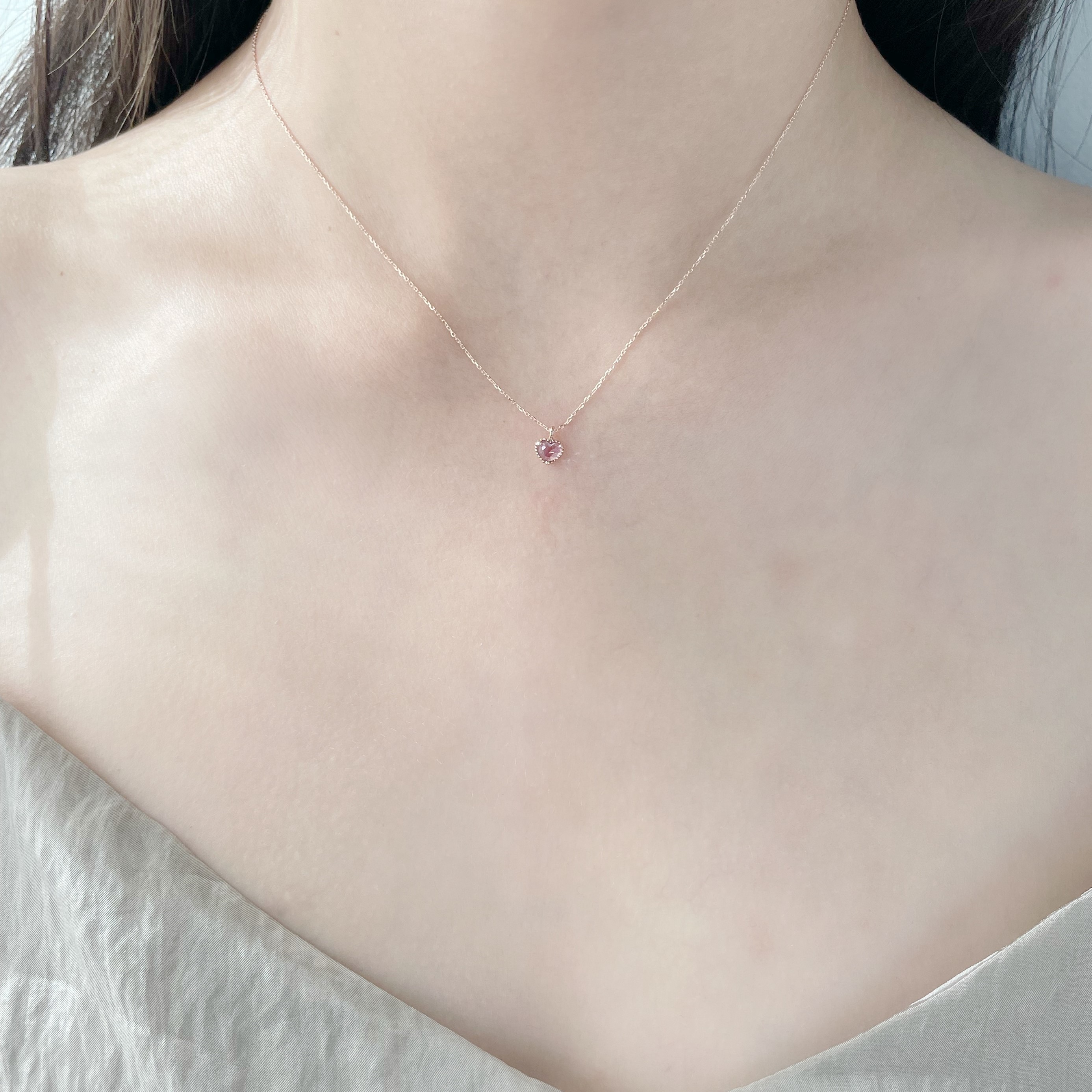 14K Rosecut三爪愛心紫水晶項鍊