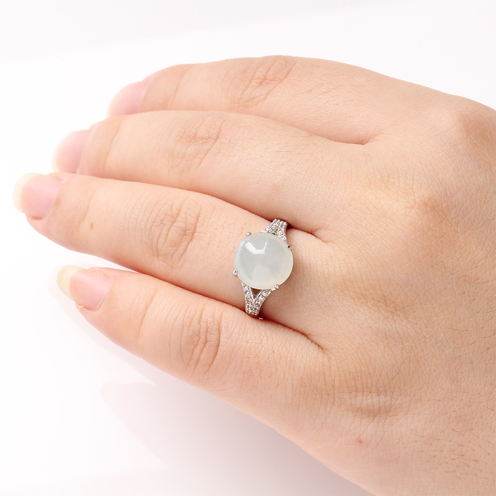 天然冰種白翡翠戒指-#11-活圍設計-妍姿俏麗-雅紅珠寶