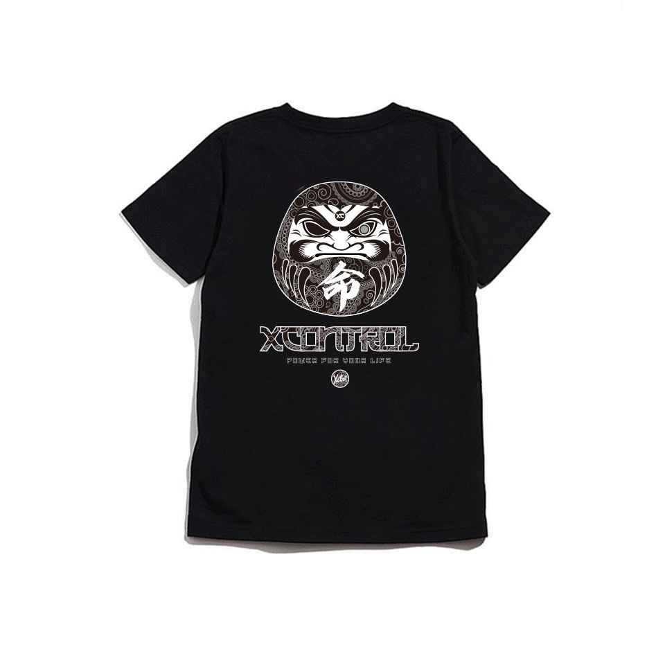 XCTRL 變形蟲紋不倒翁短T-黑