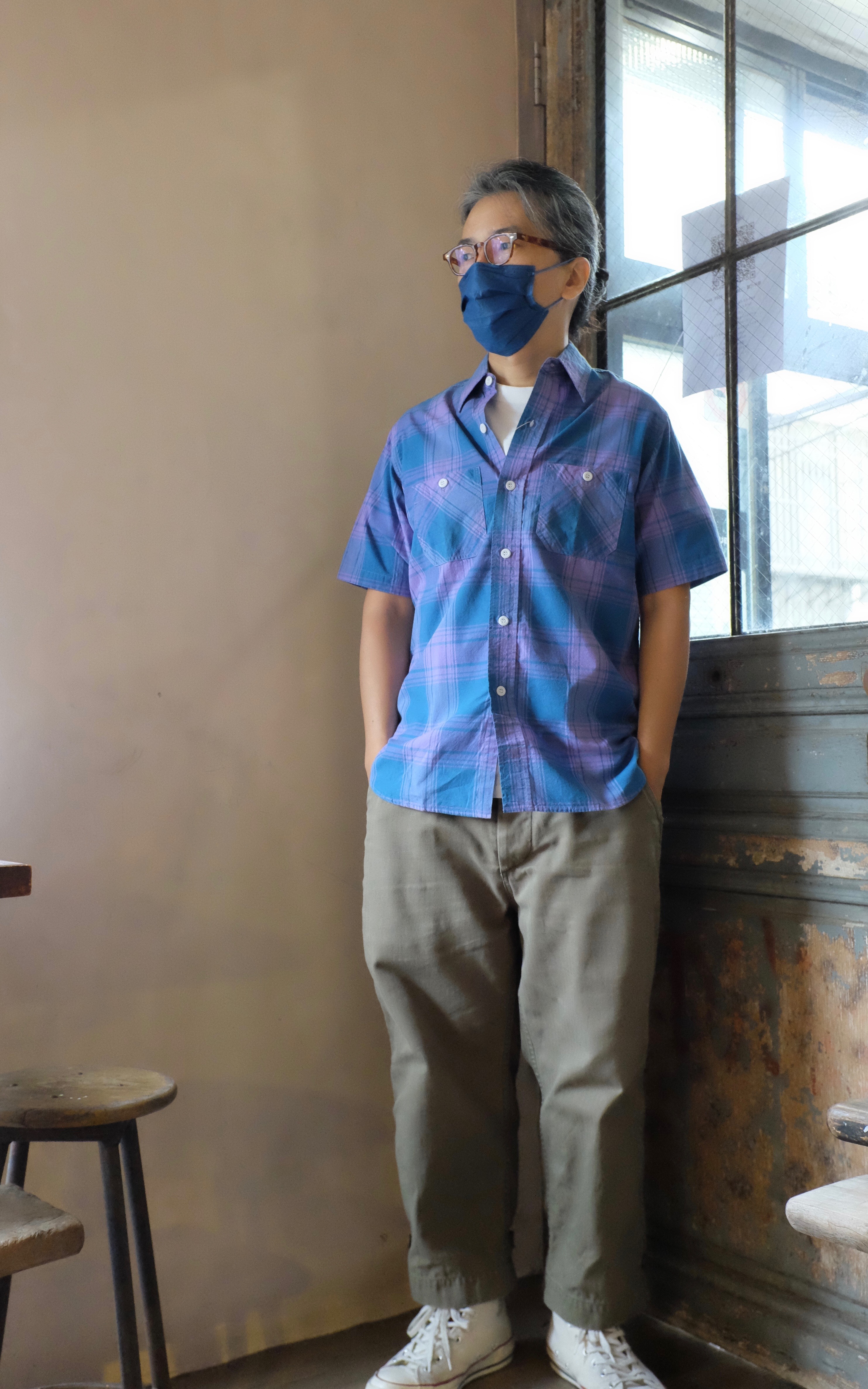 SUGAR CANE SUMMER WORK shirt / blue