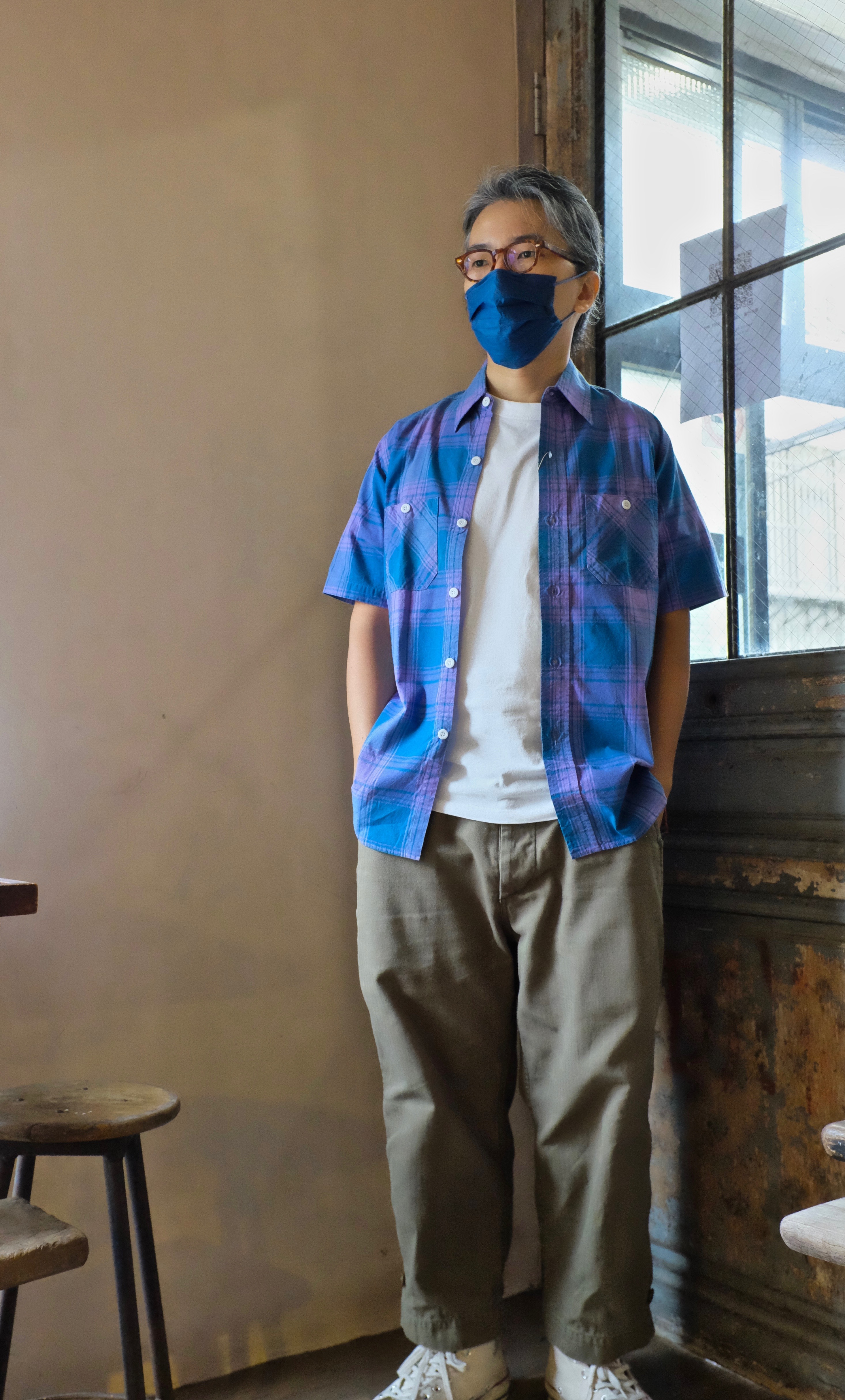 SUGAR CANE SUMMER WORK shirt / blue
