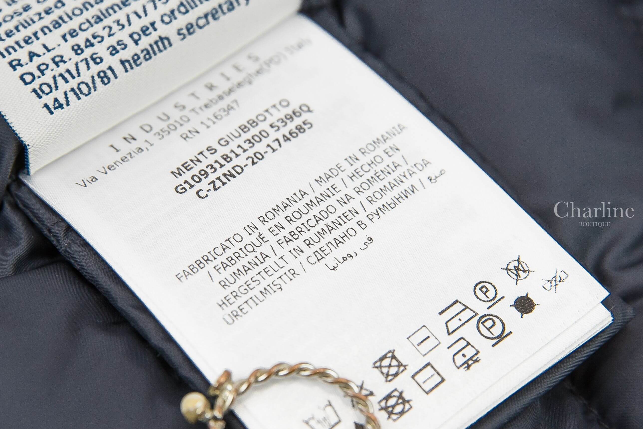 Moncler Ments 夜藍色拉鍊中長版連帽輕羽絨外套-Charline Boutique 精品代購